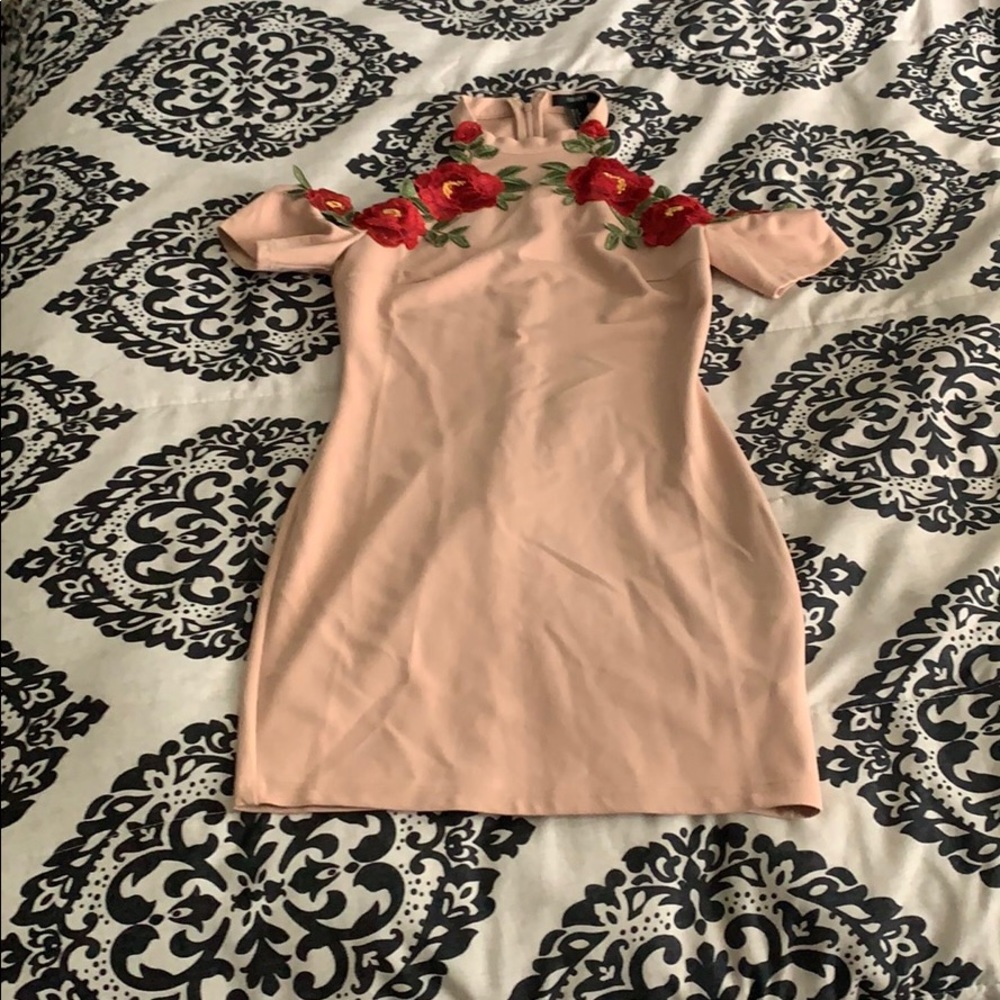 Rose detail mini dress